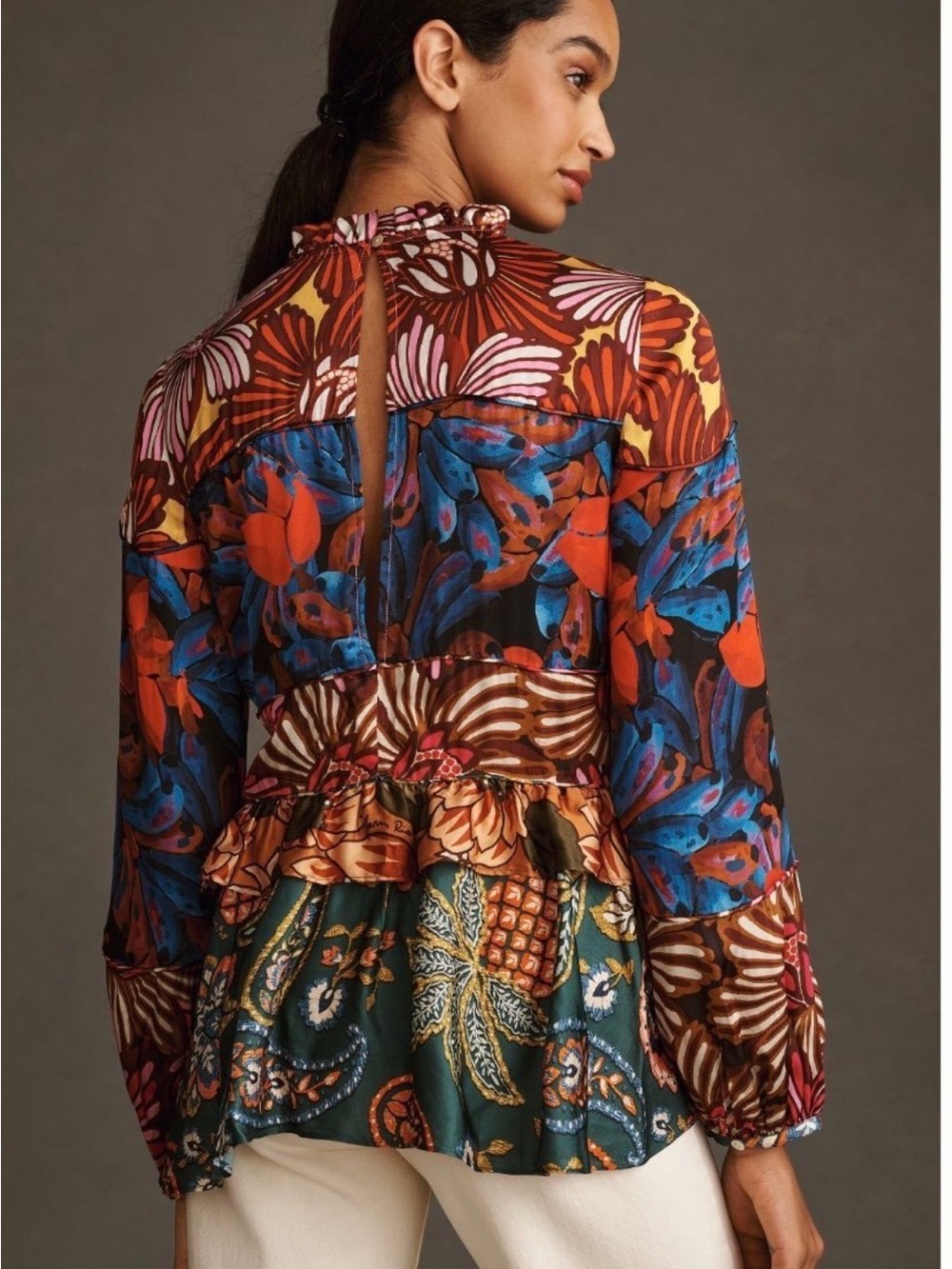 FARM Rio Multicolor Floral Ruffle Peplum Blouse - Picture 2 of 4